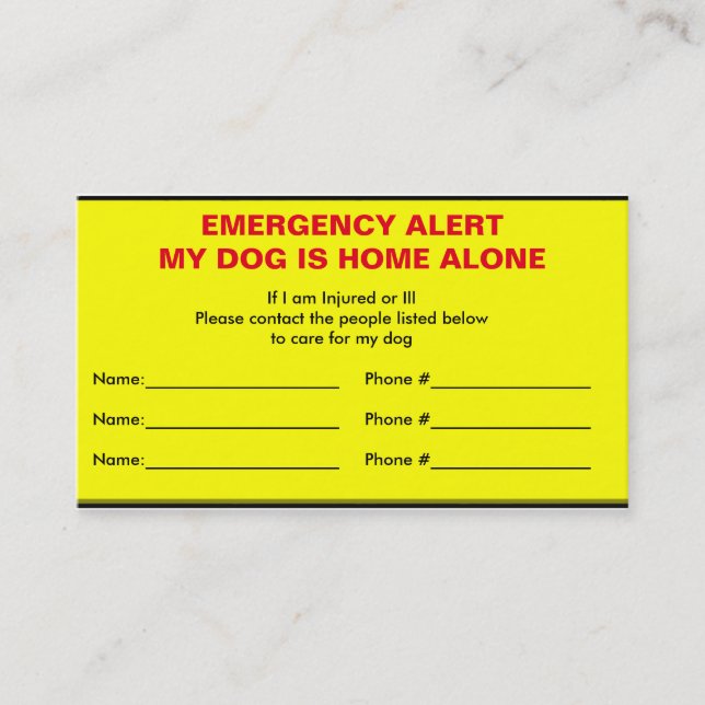 Carte de maison vigilante de chien de secours (Devant)