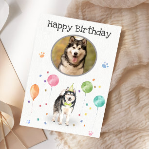 Carte de malamute de fête d'anniversaire en Alaska