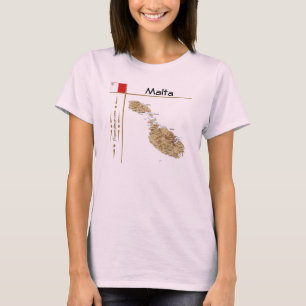 Carte de Malte + Drapeau + Titre T-shirt