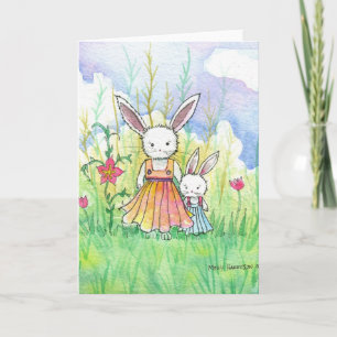 Carte de maman et d'enfant de lapin