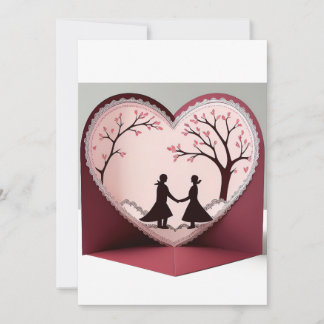 Carte de Mariage à Design de Cœur Romantique 3D