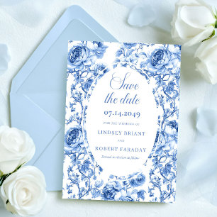 Carte de mariage à l'annonce de la date Navy Roses
