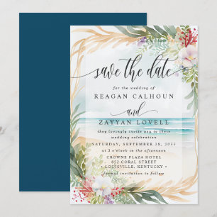 Carte de mariage à l'aquarelle de plage Save The D
