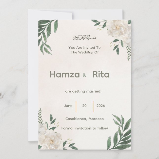 Carte de Mariage à Sauvegarder la Date  (Devant)