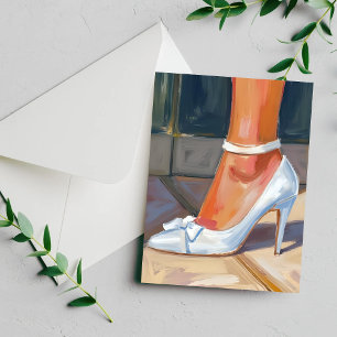Carte de mariage à talons blancs pour la mariée
