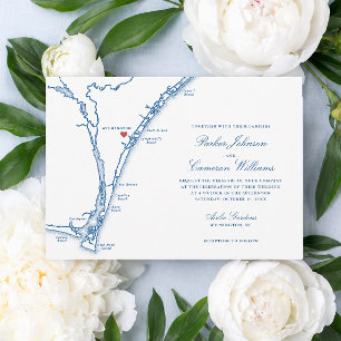 Carte de mariage Airlie Gardens Navy Wilmington NC