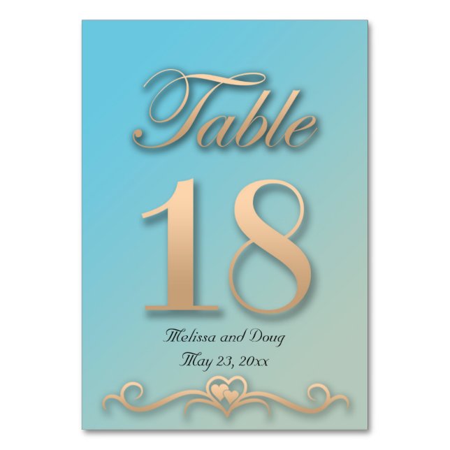 Carte de Mariage Aquamarine et Peach - Numéro18 (Par défaut)
