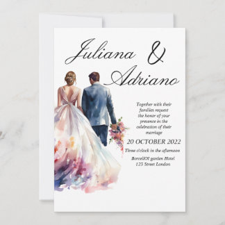 Carte de mariage aquarelle moderne pour un beau co
