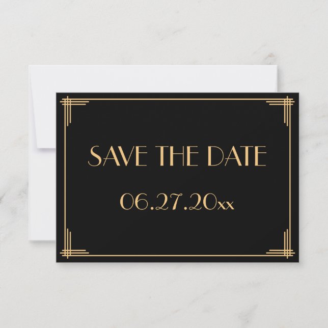 Carte de mariage Art Déco Gatsby Save The Date (Devant)