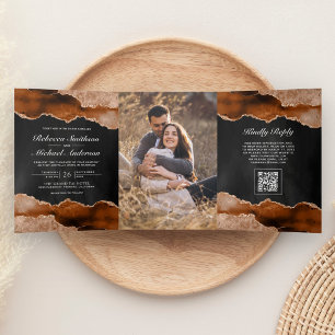 Carte de mariage au code QR sur Marbre d'agate Ora