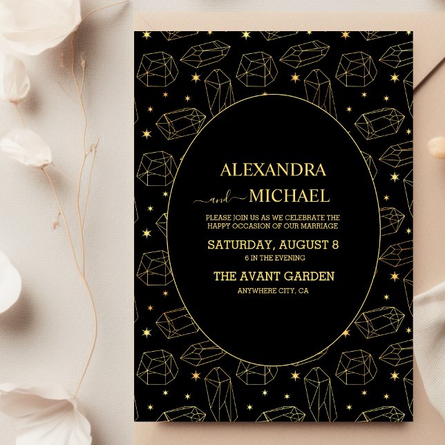 Carte de mariage au tarot gothique élégant doré (Créateur téléchargé)