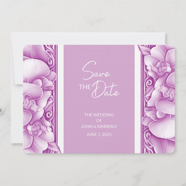 Carte de mariage aux orchidées ornée avec photo po (Devant)