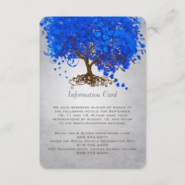 Carte de mariage avec arbre à feuilles en forme de (Devant)
