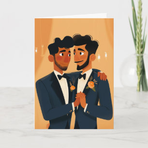 Carte de mariage avec deux mariés en smoking
