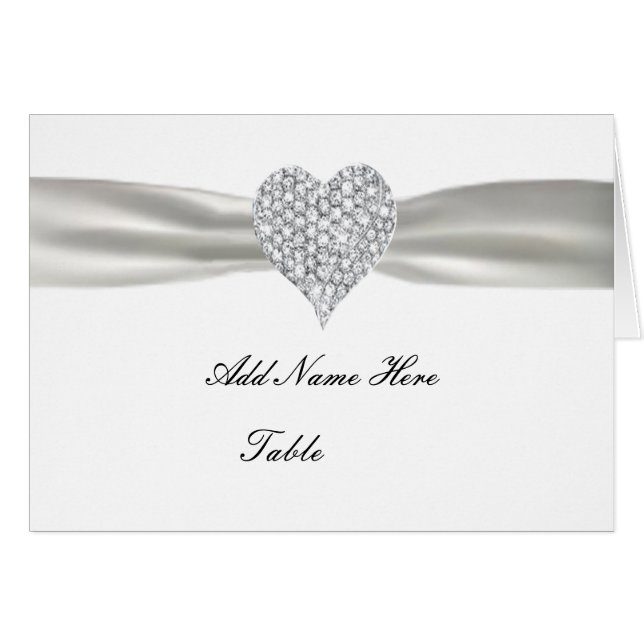 Carte de Mariage blanc Diamond Heart (Devant Horizontal)