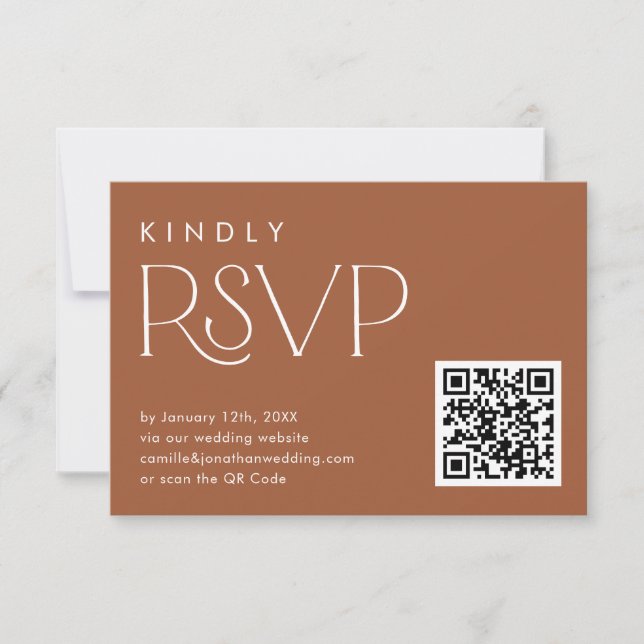 Carte de Mariage Boho Terracotta QR Code RSVP (Devant)