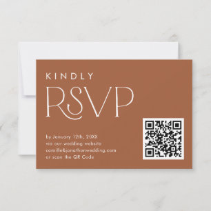 Carte de Mariage Boho Terracotta QR Code RSVP