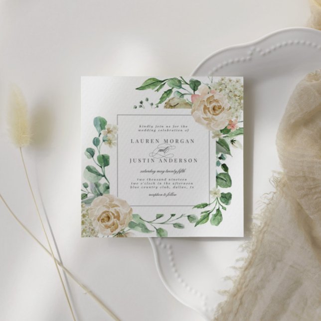Carte de Mariage Carré à crème printanière (Créateur téléchargé)