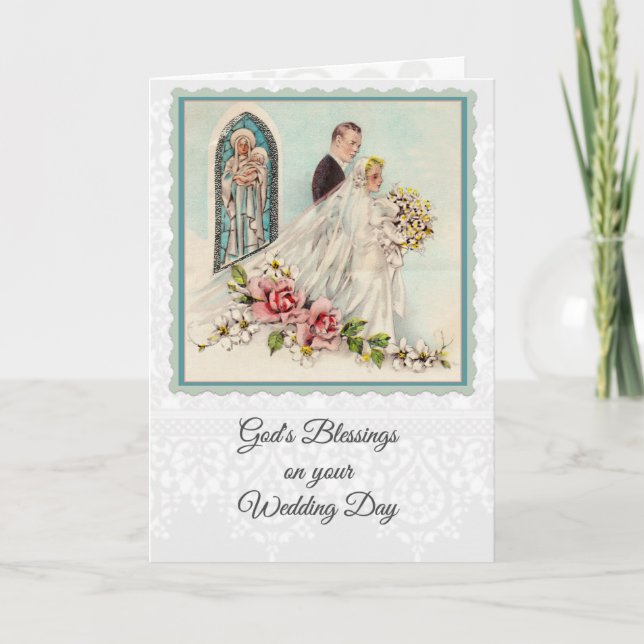 Carte de mariage catholique 0025 avec écriture & v (Devant)