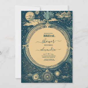 Carte de mariage céleste bleu et Golg Tarot Card B