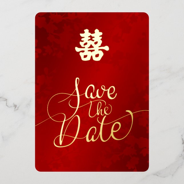 Carte de Mariage Chinois Save The Date (Recto)