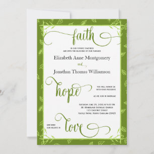 Carte de Mariage chrétien Feuille vert