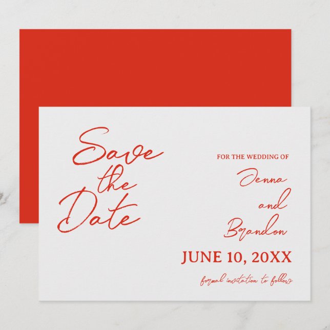 Carte de mariage Coquelicot Rouge Save The Date (Devant / Derrière)