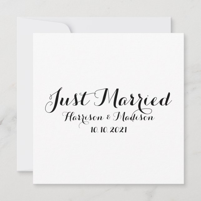 Carte de Mariage de calligraphie juste marié (Devant)