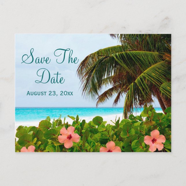 Carte de mariage de destination à la plage Enregis (Devant)