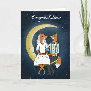 Carte de mariage de félicitations - renards dans