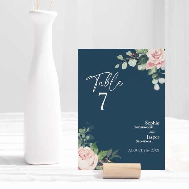 Carte de Mariage de la Marine Florale Blush (Créateur téléchargé)