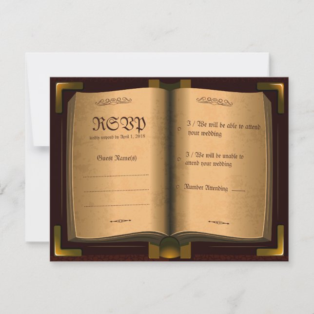 Carte de Mariage de livre en cuir Vintage ancien R (Devant)