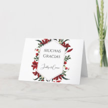 Carte de Mariage de Merci Floral rouge en Español
