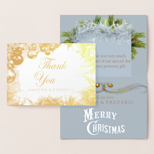 Carte de Mariage de MERCI FOIL de Noël blanc (Affichage)