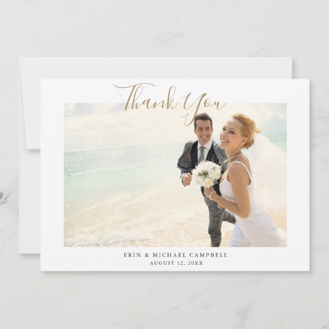 Carte de Mariage de Merci photo de script or moder (Devant)