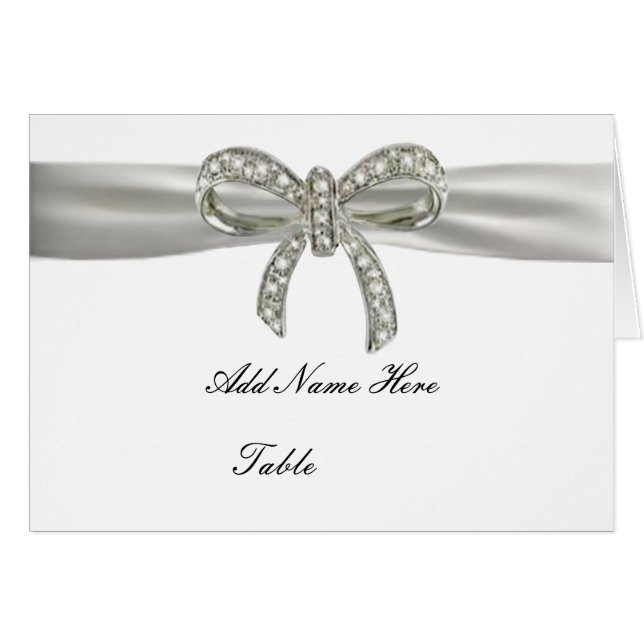 Carte de Mariage de table Diamond Bow (Devant Horizontal)