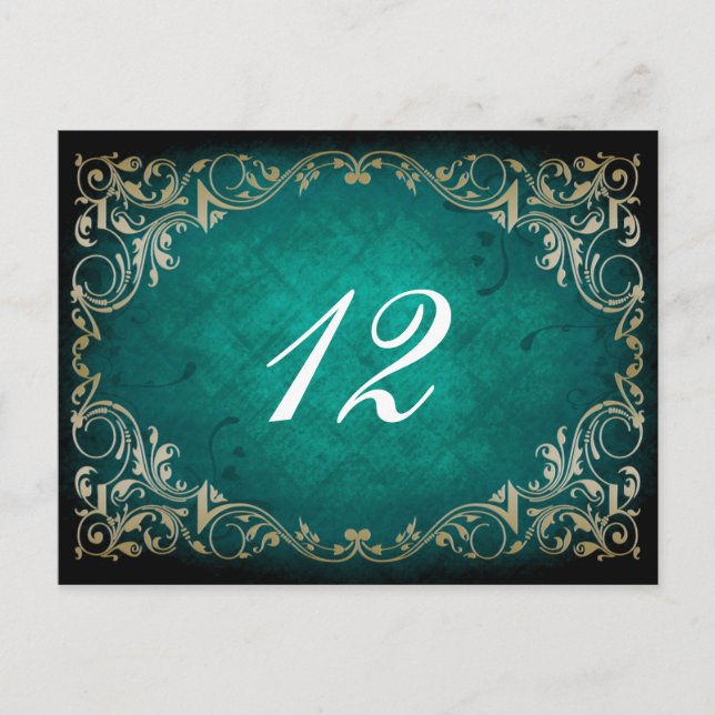 carte de mariage de table rustique aqua regal (Devant)