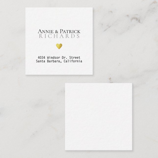 Carte de Mariage des noms de chambre de mariée ave (Devant / Derrière)