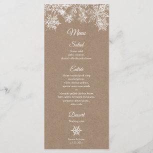 Carte de mariage d'hiver White & Kraft Snowflakes