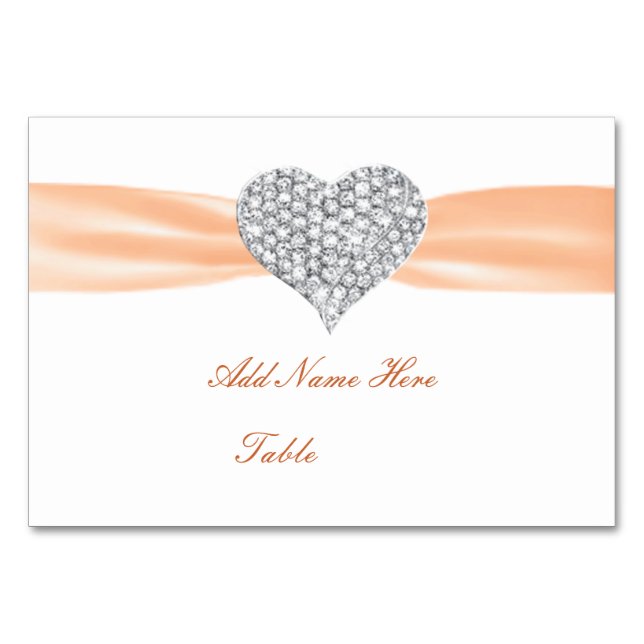Carte de Mariage Diamond Heart Orange (Devant)