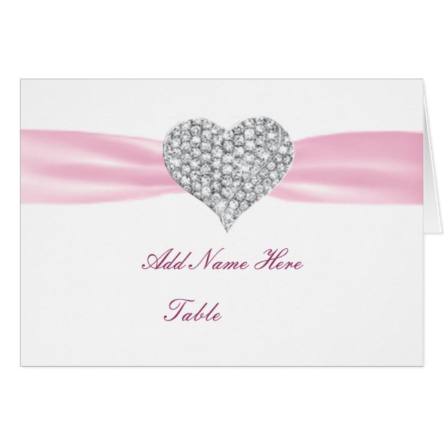Carte de Mariage Diamond Heart Rose (Devant Horizontal)