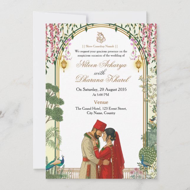 Carte de Mariage du Marié de la Mariée Népalaise (Dos)
