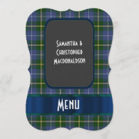 Carte de mariage écossais bleu et vert