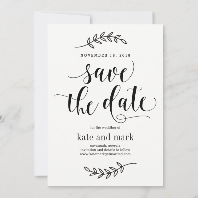Carte de Mariage Élégance Rustique Blanc pour Sauv (Devant)