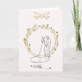 Carte de mariage élégante avec couple de mariés en