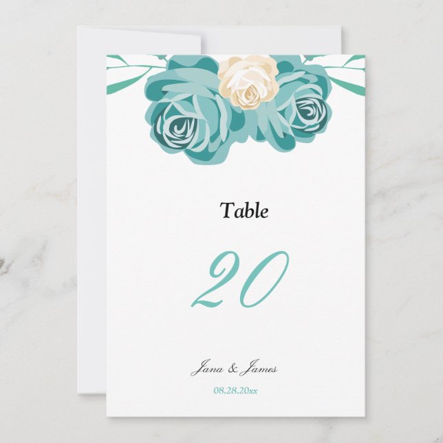 Carte de mariage élégante et chic à table aquarell (Devant)