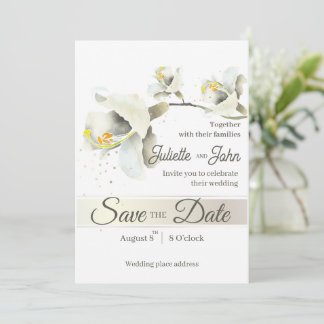 Carte de Mariage Élégante Fleur d'Orchidée Blanche