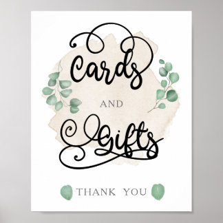 Carte de mariage et cadeaux en or vert Poster