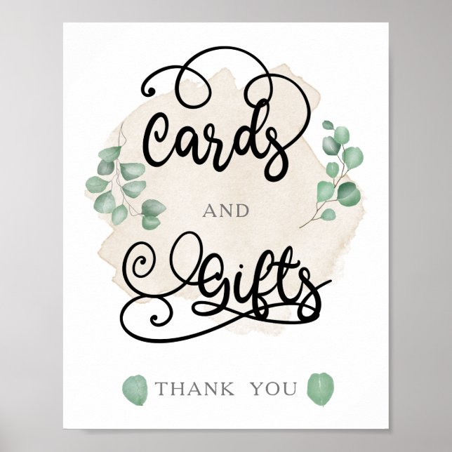 Carte de mariage et cadeaux en or vert Poster (Devant)