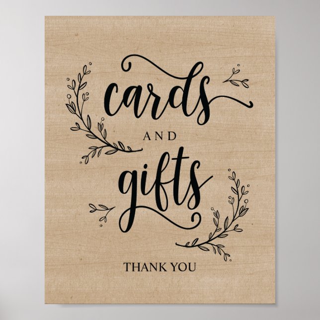 Carte de mariage et cadeaux Rustic Vines Poster (Devant)